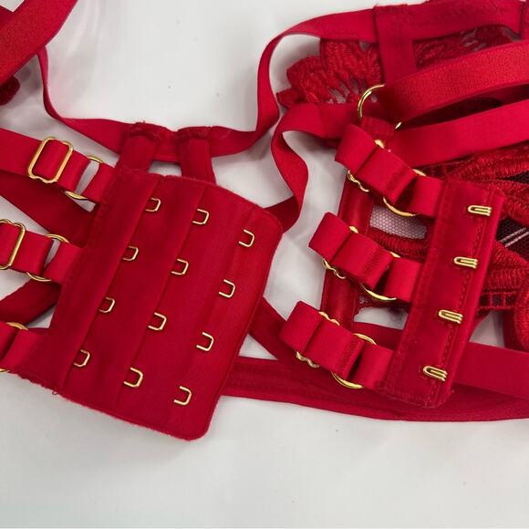 VS VERY SEXY Strappy Embroidered Open
Cup Balconette Bra 34DD Red - Picture 8 of 8